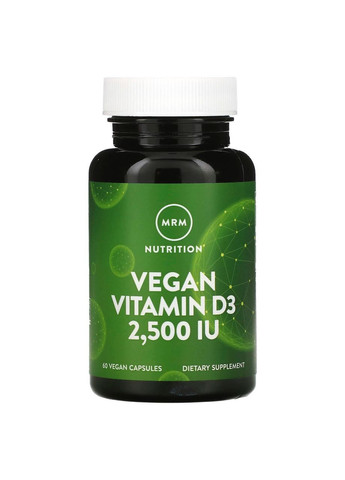 Веганский Витамин Д3 2500 МЕ Nutrition Vegan Vitamin D3 холекальциферол для усвоения кальция 60 капсул MRM (277696234)