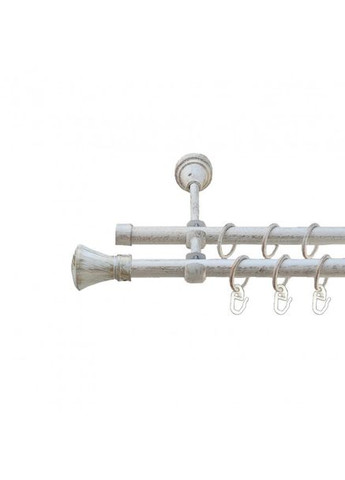 Карниз для штор Колозео металевий дворядний гладка труба кільце металеве Білий 19\19 мм 240см ORVIT (299335687)