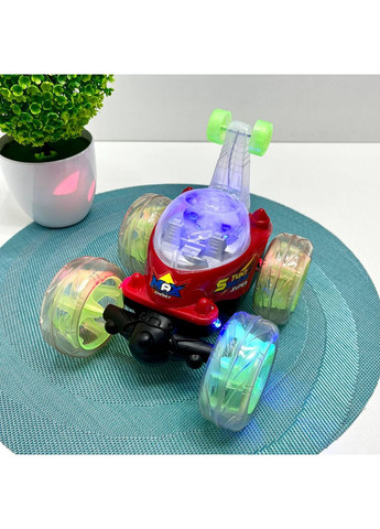 Машинка перевертыш на радиоуправлении трюковая со световыми и звуковыми эффектами Красная (9802) No Brand (365807452)