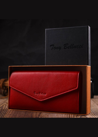 Чудове містке портмоне для жінок з натуральної шкіри червоний 21977 Tony Bellucci (329197088)
