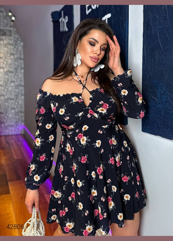 Малинова повсякденний сукня великих розмірів Liton з квітковим принтом