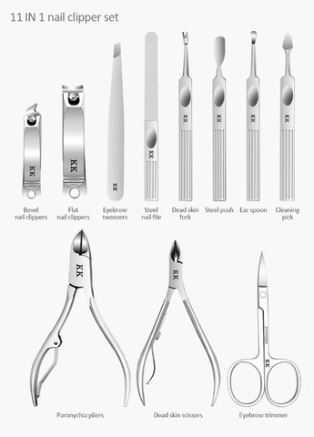 Набір для манікюру та педикюру з нержавіючої сталі у шкіряній сумці 11 предметів Manicure Max-Manicure (297949506)