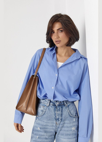 Класична однотонна жіноча сорочка з напівкруглим низом Lurex (317618575)