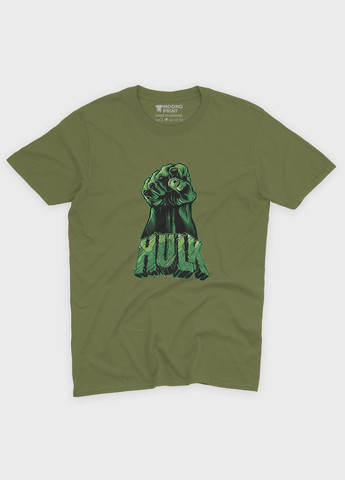 Хаки (оливковая) летняя мужская футболка с принтом супергероя - халк (ts001-1-hgr-006-018-009-f) Modno