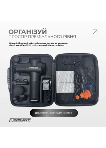 Перкуссионный массажер 50 Вт 13 насадок черный EasyFit (393592238)