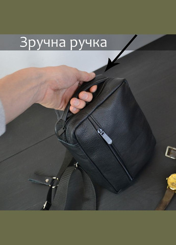 Сумка мужская - кожаная, нагрудная сумка слинг кожаная черная на 3 кармана, мужская сумка на грудь No Brand (306543347)