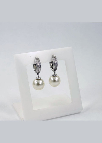 Серьги конго с жемчугом 8474 Maxi Silver (337133562)
