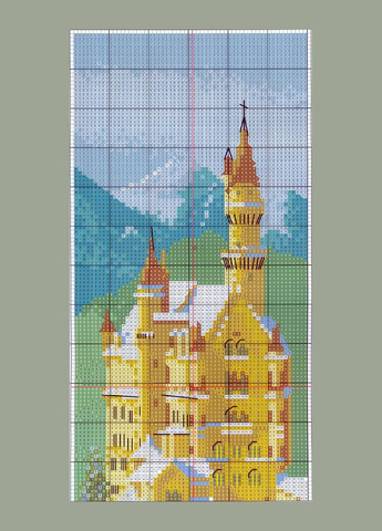 Набор для вышивания по нанесённой на канву схеме "German Swan Stone Castle". AIDA 14CT printed, 16*41 см Joy Sunday (313612904)