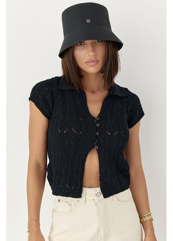 Жіноче поло на ґудзиках із ажурної в'язки Lurex Футболка - (370393273)