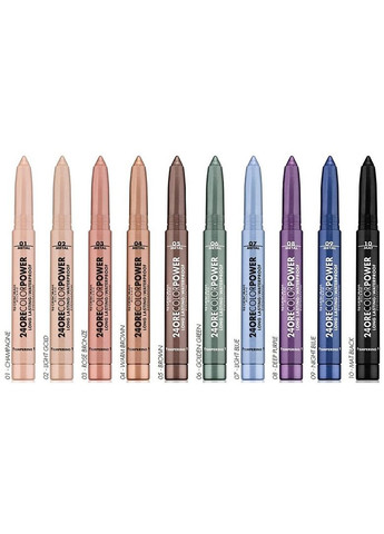 Олівець-тіні для очей 24ore Color Power Eyeshadow 10 - Mat Black (2-1208121) Deborah (371731349)