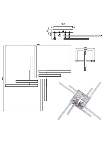 Смарт люстра керована світлодіодна LINE 8L 76 Вт 955x955x125 мм Біла ESLLSE (323652050)