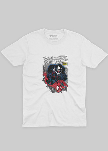 Біла демісезонна футболка для хлопчика з принтом супергероя - людина-павук (ts001-1-whi-006-014-052-b) Modno