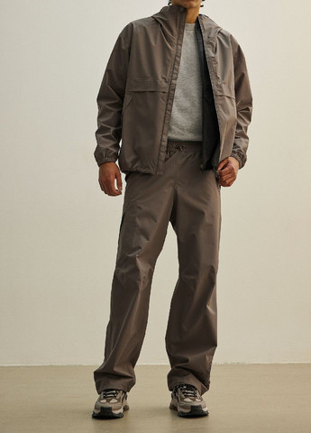 Серо-коричневые кэжуал демисезонные брюки H&M