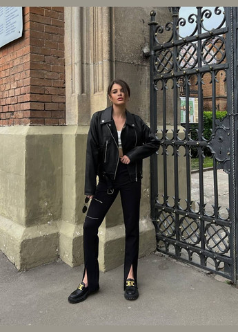 Черная демисезонная женская куртка-косуха косуха, байкерская Україна