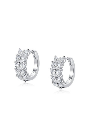 Срібні S925 сережки колос з камінням фіанітів, срібні кульчики круглі на кожен день, подарунок дівчині СС6 Etre (292401657)