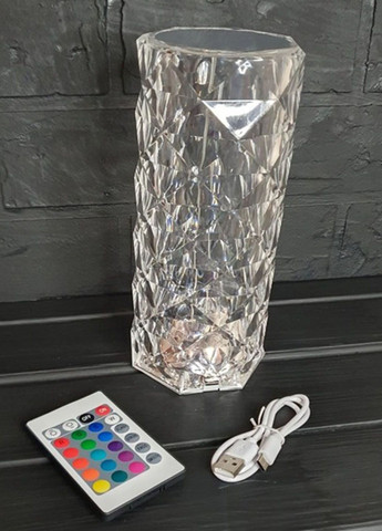 Настільна акумуляторна лампа нічник Троянда Crystal Rose з RGB з пультом та RGB підсвіткою 16 режимів освітлення Solar (291161824)
