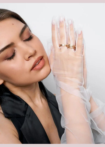 Рукавиці жіночі декоративні напівпрозорі "" довгі чорні No Brand Естетика (315035685)