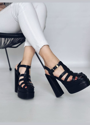 Черные эффектные женские босоножки No Brand