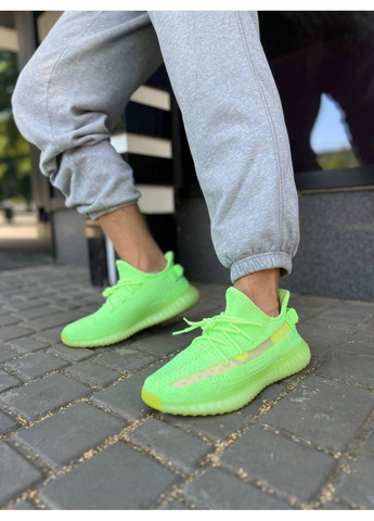 Жовті Осінні кросівки чоловічі adidas yeezy 350 v2 glow in dark адідас ізі буст No Brand