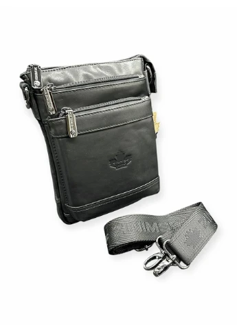 Чоловіча сумка Zzixs з натуральної шкіри 2605 чорна 22 х 19 х 4 No Brand (371682641)