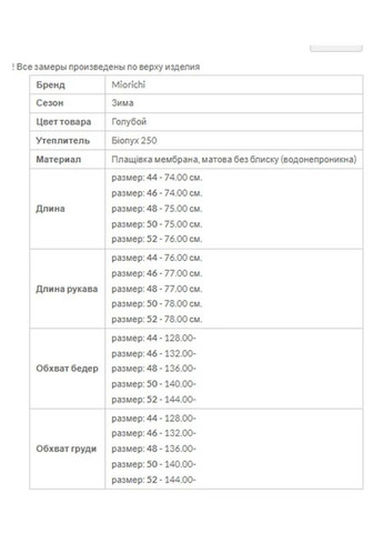 Блакитна зимня зимова куртка селін-міді MioRichi