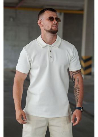 Белая мужская футболка поло однотонная polo белая Teamv