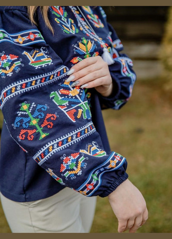 Жіноча вишиванка Подільська темно-синя V&V 4033 (303727343)