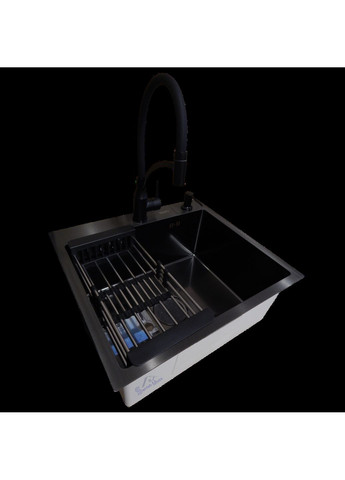 Комплект кухонної мийки HM 50х50 NANO BLACK (DECOR) PVD (3.0/1.0 мм) Kraft (350671397)