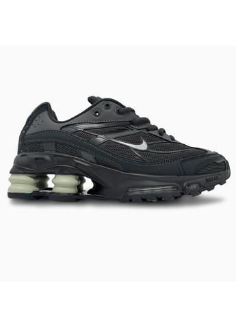 Серые демисезонные кроссовки мужские nike shox ride 2 sp x supreme black / green найк шокс No Brand