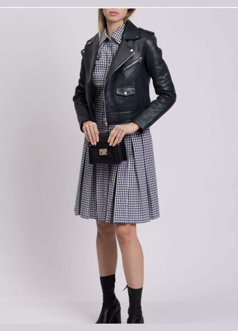 Темно-синя демісезонна стильна шкіряна куртка косуха, байкерська Maje байкерська шкіряна косуха Bastille