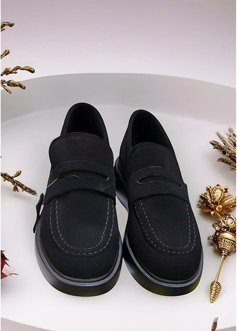 No Brand Жіночі туфлі лофери чорний з натуральна замша, — демісезон (357225743)