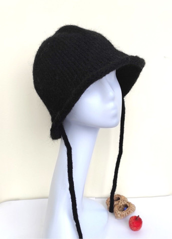 Женская Вязаная Шляпа из Шерсти и Акрила — Теплая Шапка-Бакет с Завязками No Brand в'язаний капелюх / шапка бакет (365301174)