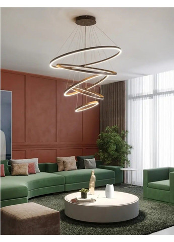 Світлодіодна люстра Олімпія PJ812С-5 20+30+40+80+100см (5 кілець) Коричнева No Brand (331639602)