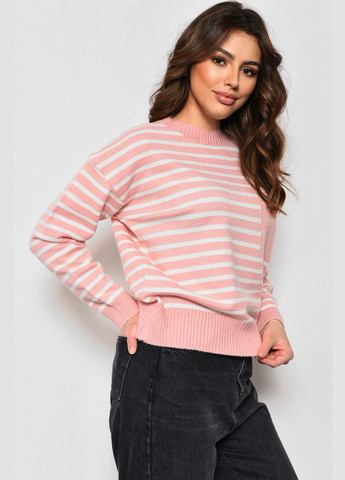 Пудровый зимний свитер женский в полоску пудрового цвета пуловер Let's Shop
