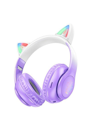 Светящиеся LED Bluetooth наушники w42 cat ear фиолетовые Hoco (280877770)