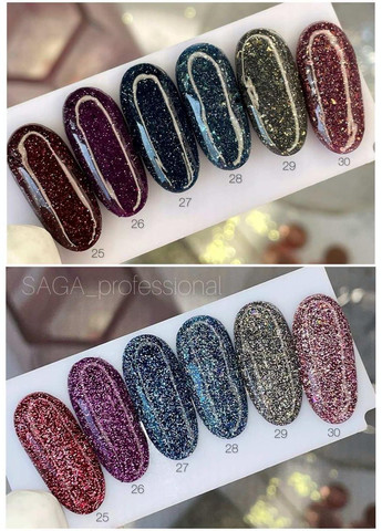 Professional Гель-лак Fiery gel 31 (красный с микроблеском и блестками, светоотражающий), 9 мл Saga (373220773)