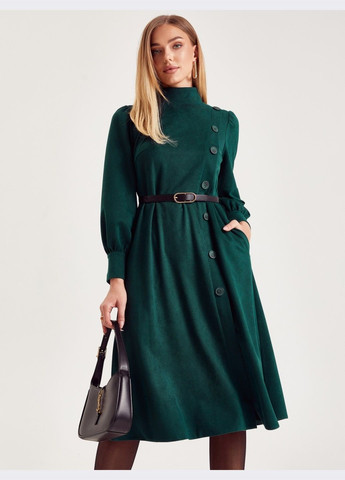 Смарагдова замшеве плаття з декоративними ґудзиками зелене Dressa