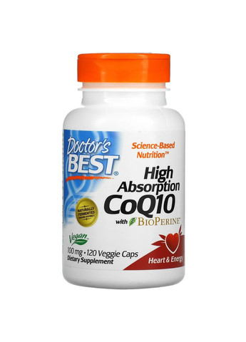 Легкозасвоюваний CoQ10 100 мг коензим Q10 убіхінон з комплексом BioPerine 120 рослинних капсул Doctor's Best (264648065)