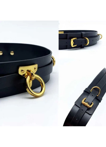 Бондажный пояс из итальянской кожи UPKO с золотистой фурнитурой, черный, размер L Zalo (372737494)