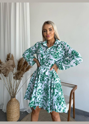 Зелена повсякденний жіноча сукня в квіточку софт No Brand з квітковим принтом