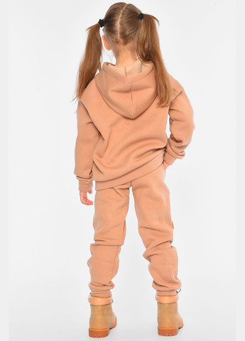 Темно-бежевый зимний спортивный костюм детский на флисе темно-бежевого цвета брючный Let's Shop