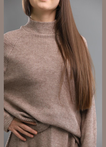 Коричневый зимний вязаный комплект (юбка, свитер) подростковый юбочный IRmAS оверсайз