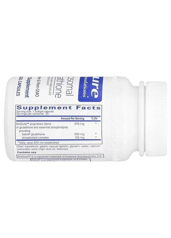 Ліпосомальний Глутатіон (Liposomal Glutathione) 30 капсул Pure Encapsulations (370188700)