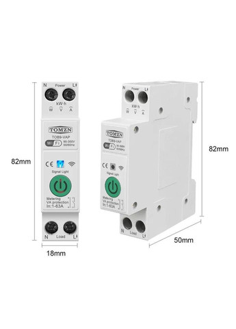 Умный WIFI автоматический выключатель TOB9-VAP 1-63А с мониторингом напряжения и силы тока Tomzn (367954144)