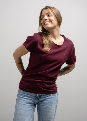 Бордовая летняя футболка женская 102574 Power