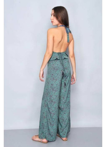 Комбинезон женский 16/LJ-011 HHG комбинезон-брюки цветочный зелёный повседневный, кэжуал полиэстер