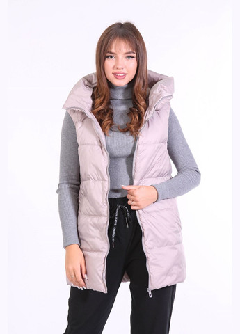 Жилетка тепла жіноча 9141 однотонний плащівка сіра Актуаль (305782257)