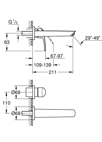 Смеситель для раковины Eurosmart на 2 отверстия M-Size (293382433) Grohe (388591698)
