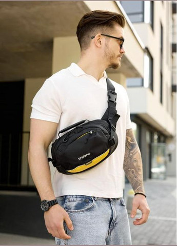 Сумка на пояс через плечо мужская текстильная Черный 35655 Sambag (334673948)