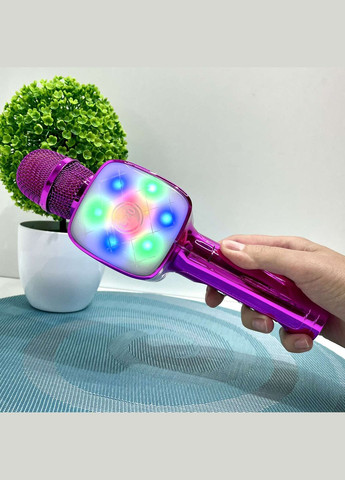 Мікрофон бездротової караоке bluetooth USB акумулятор TF слот 25см Фіолетовий (L20) No Brand (347645441)